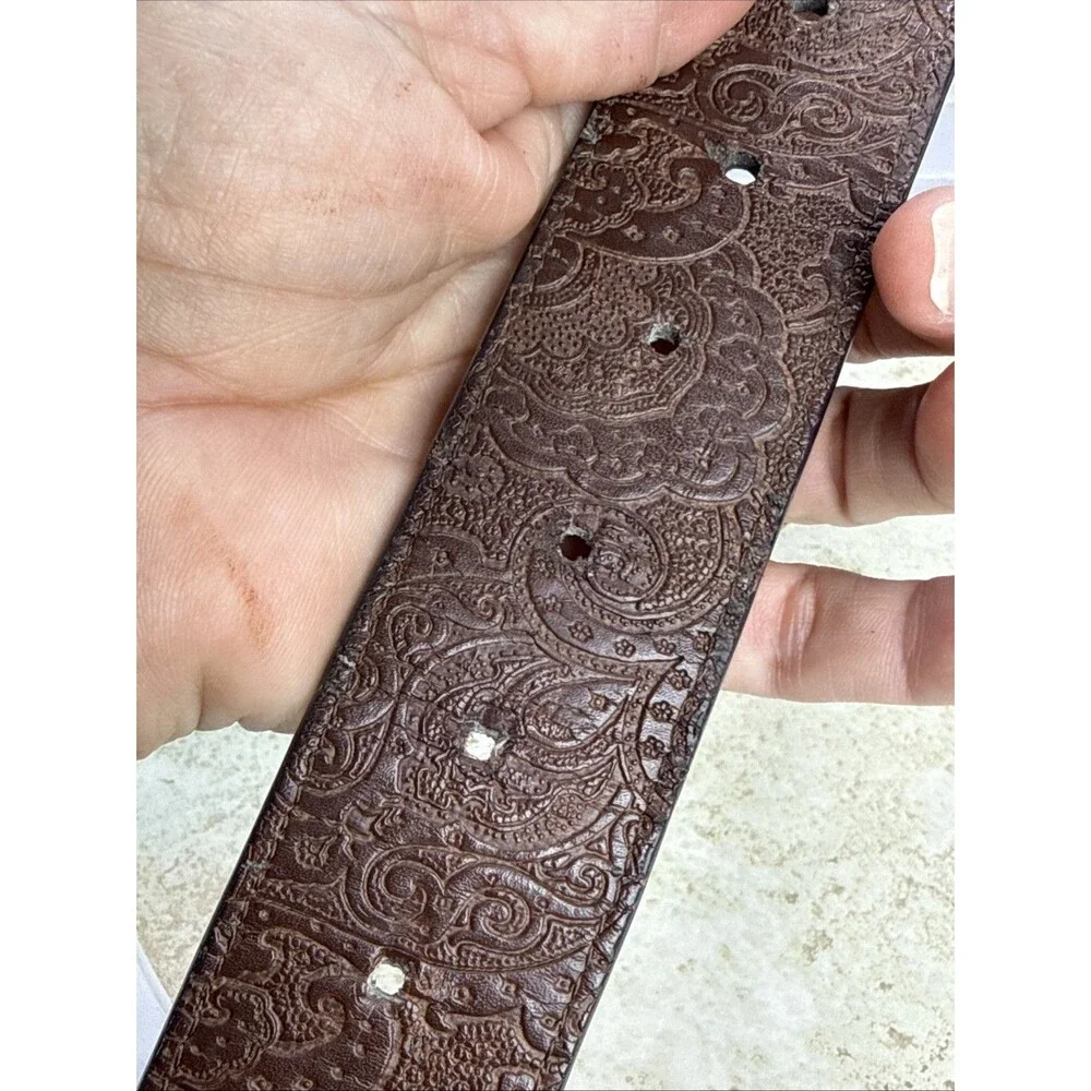 (H)Robert Graham Barnstable Reversible Brown Leather Belt Gold Buckle 36